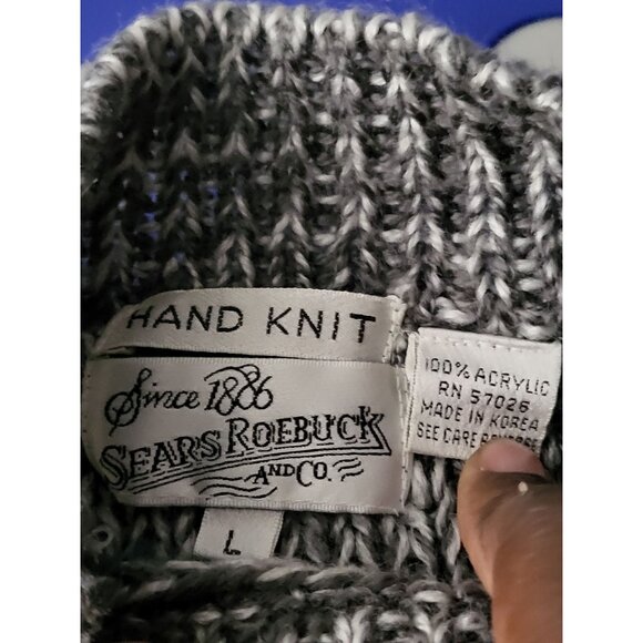 Vintage Sears Roebuck And Co Sweater Hand Knit Acrylic Pullover Winter Men Sz L - Picture 9 of 9